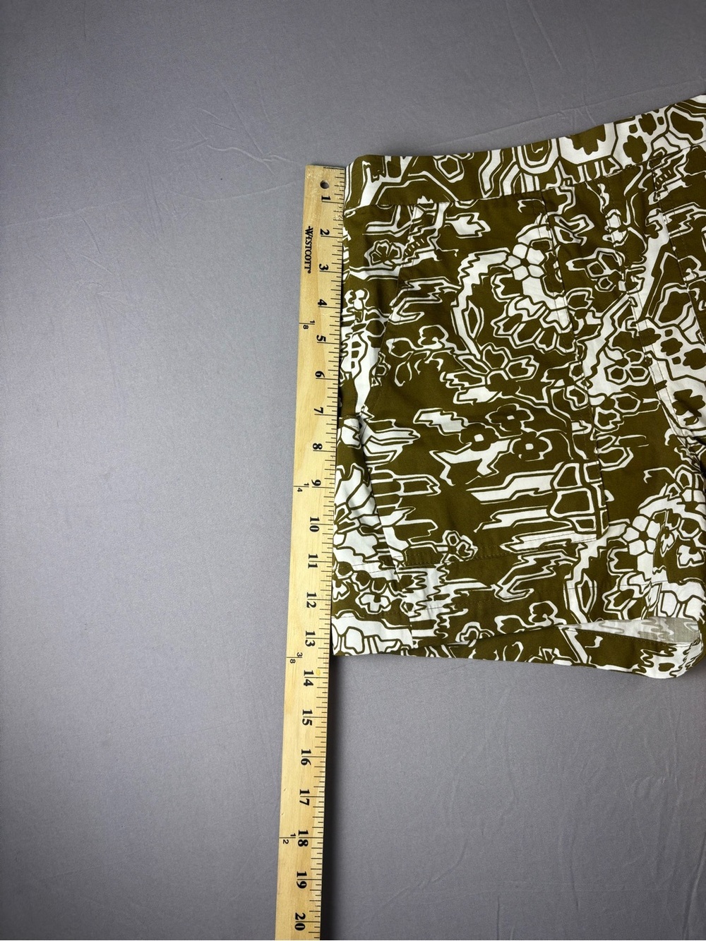 Rachel Comey Kahki Floral Print Shorts 100% Cotton with Size Zipper Size 2 NWOT - Picture 6 of 12